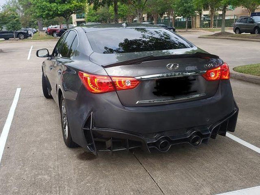 Infiniti Q50 Red Sport 400 Luxe Sensory Signature Premium Pure 2014-ON with Aftermarket Parts - Rear Bumper & Diffuser Carbon Fiber / FRP from CMST Tuning