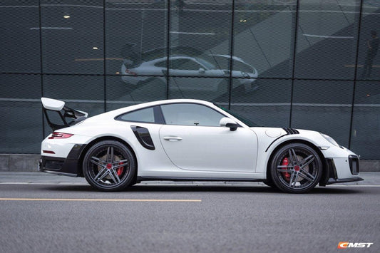 Porsche 991 991.1 911 Carerra Base/S/T 2012-2016 & 991 991.2 911 Carerra Base/S/T 2017-2019 with Aftermarket Parts - GT2RS 991.1 & 991.2 Style Vacuumed Carbon & Full FRP Rear Bumper & Diffuser from CMST Tuning