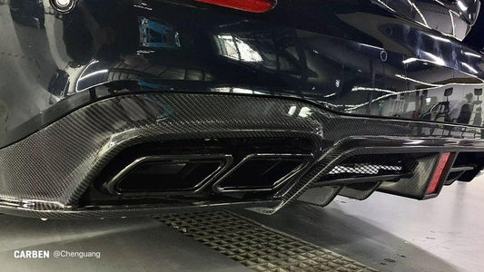 Mercedes Benz E-Class E63S E63 E53 E43 AMG E550 E450 E400 E350 E300 W213 2017-2023 (non-AMG models requires sport package bumper) with Aftermarket Parts - Rear Diffuser Carbon Fiber/FRP from CMST Tuning