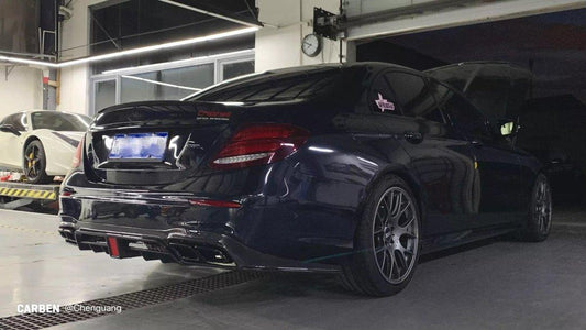 Mercedes Benz E-Class E63S E63 E53 E43 AMG E550 E450 E400 E350 E300 W213 2017-2023 (non-AMG models requires sport package bumper) with Aftermarket Parts - Rear Diffuser Carbon Fiber/FRP from CMST Tuning