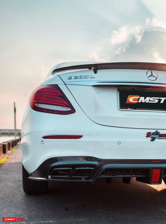 Mercedes Benz E-Class E63S E63 E53 E43 AMG E550 E450 E400 E350 E300 W213 2017-2023 (non-AMG models requires sport package bumper) with Aftermarket Parts - Rear Diffuser Carbon Fiber/FRP from CMST Tuning