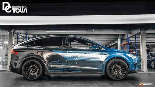 Tesla Model X P100D 100D 90D 75D 60D Performance Long Range Base 2016-2021 with Aftermarket Parts - Rear Diffuser Carbon Fiber / FRP from CMST Tuning
