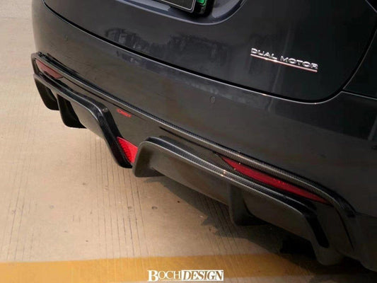 Tesla Model X P100D 100D 90D 75D 60D Performance Long Range Base 2016-2021 with Aftermarket Parts - Rear Diffuser Carbon Fiber / FRP from CMST Tuning
