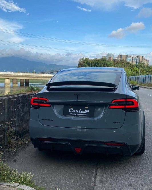 Tesla Model X P100D 100D 90D 75D 60D Performance Long Range Base 2016-2021 with Aftermarket Parts - Rear Diffuser Carbon Fiber / FRP from CMST Tuning