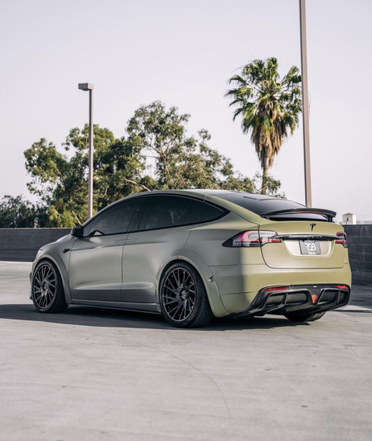 Tesla Model X P100D 100D 90D 75D 60D Performance Long Range Base 2016-2021 with Aftermarket Parts - Rear Diffuser Carbon Fiber / FRP from CMST Tuning