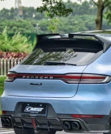 Porsche Macan 95B.1 Base/S/GTS/Sport Edition/Turbo 2016 2017 2018 & Macan 95B.2 Base/S/GTS/Turbo 2019 2020 2021 with Aftermarket Parts - Rear Roof Spoiler Carbon Fiber / FRP from CMST Tuning