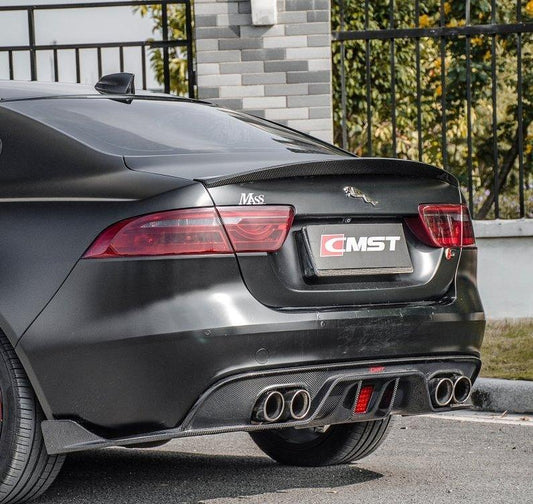 Jaguar XE 2017-2020 with Aftermarket Parts - Rear Duck Bill Tail Spoiler Carbon Fiber / FRP from CMST Tuning