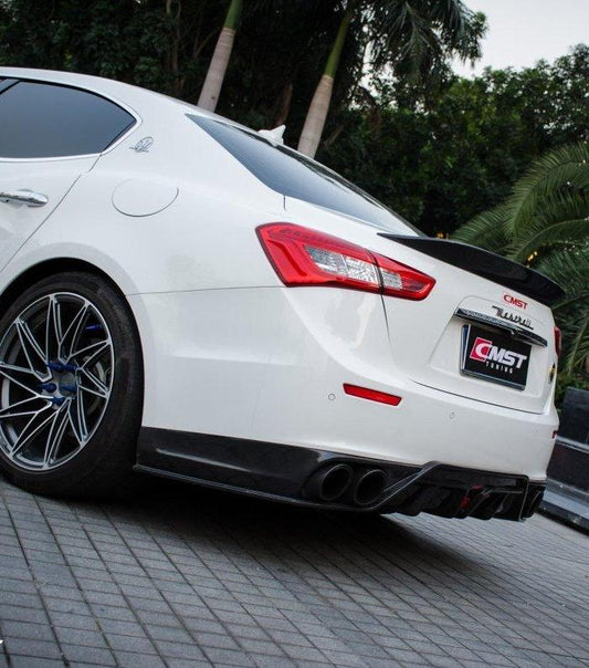 Maserati Ghibli 2014-2024 with Aftermarket Parts - V1 Style Rear Duck Bill Tail Spoiler Carbon Fiber / FRP from CMST Tuning