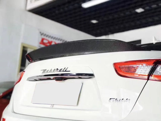 Maserati Ghibli 2014-2024 with Aftermarket Parts - V1 Style Rear Duck Bill Tail Spoiler Carbon Fiber / FRP from CMST Tuning