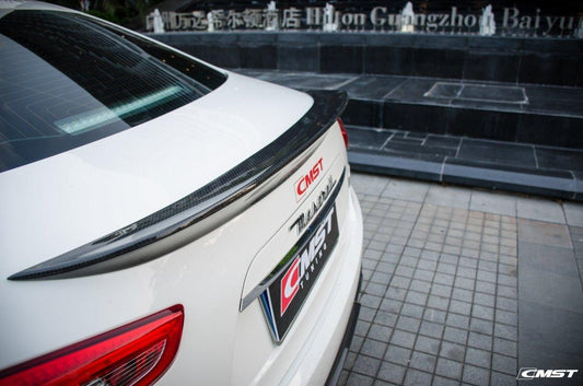 Maserati Ghibli 2014-2024 with Aftermarket Parts - V1 Style Rear Duck Bill Tail Spoiler Carbon Fiber / FRP from CMST Tuning