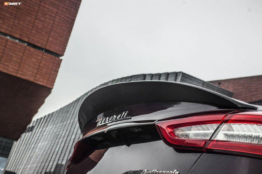 Maserati Quattroporte 2014-ON with Aftermarket Parts - V2 Style Rear Duck Bill Tail Spoiler Carbon Fiber / FRP from CMST Tuning