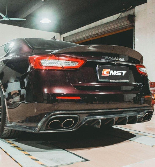 Maserati Quattroporte 2014-ON with Aftermarket Parts - V1 Style Rear Duck Bill Tail Spoiler Carbon Fiber / FRP from CMST Tuning
