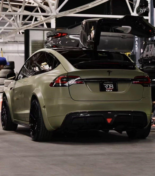 Tesla Model X P100D 100D 90D 75D 60D Performance Long Range Base 2016-2021 with Aftermarket Parts - Rear Trunk Spoiler Carbon Fiber / FRP from CMST Tuning