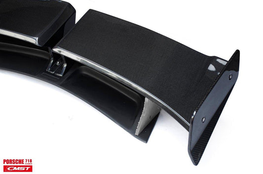 Porsche 718 Boxster Base S T GTS 2017-ON with Aftermarket Parts - V2 Style Rear Spoiler Wing Carbon Fiber / FRP from CMST Tuning