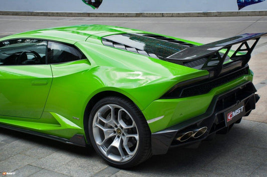 Lamborghini Huracan Tecnica LP610 LP580 2015-2024 with Aftermarket Parts - Rear Wing (aluminum uprights included) & Wing Base Carbon Fiber/FRP from CMST Tuning