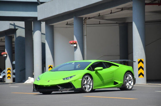 Lamborghini Huracan Tecnica LP610 LP580 2015-2024 with Aftermarket Parts - Rear Wing (aluminum uprights included) & Wing Base Carbon Fiber/FRP from CMST Tuning