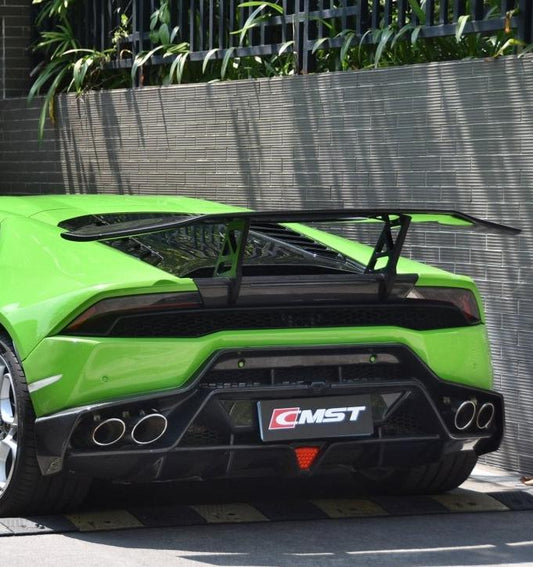 Lamborghini Huracan Tecnica LP610 LP580 2015-2024 with Aftermarket Parts - Rear Wing (aluminum uprights included) & Wing Base Carbon Fiber/FRP from CMST Tuning