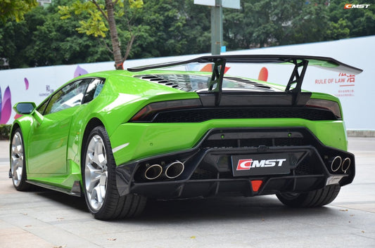 Lamborghini Huracan Tecnica LP610 LP580 2015-2024 with Aftermarket Parts - Rear Wing (aluminum uprights included) & Wing Base Carbon Fiber/FRP from CMST Tuning