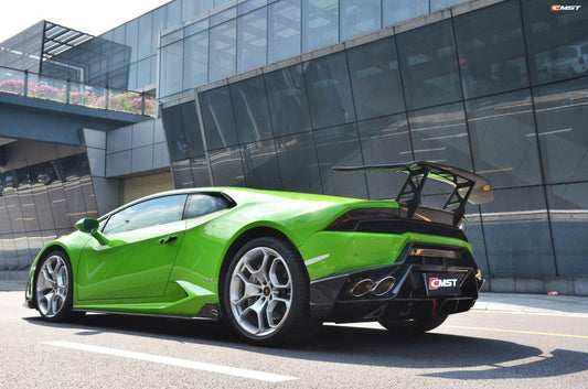 Lamborghini Huracan Tecnica LP610 LP580 2015-2024 with Aftermarket Parts - Rear Wing (aluminum uprights included) & Wing Base Carbon Fiber/FRP from CMST Tuning