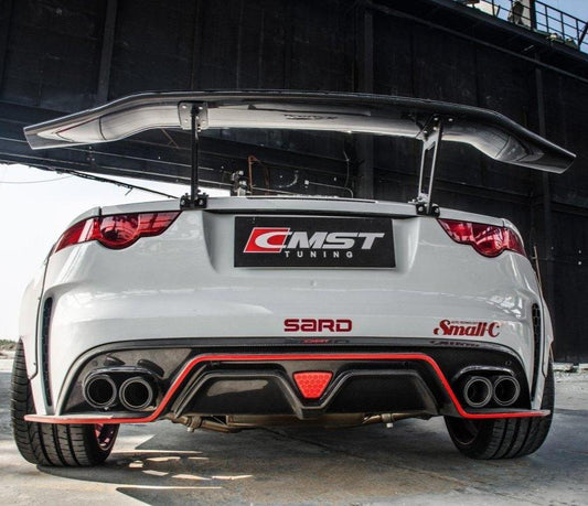 Jaguar F-Type SVR R S Base 2014-ON with Aftermarket Parts - V2 Style Rear Spoiler Wing Carbon Fiber / FRP from CMST Tuning