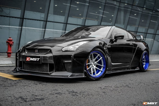 Nissan GTR Nismo T-Spec Black Edition Track Eidtion Premium Pure 2008-2023 with Aftermarket Parts - V1 Style Side Skirts Carbon Fiber / FRP from CMST Tuning