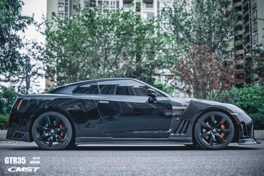 Nissan GTR Nismo T-Spec Black Edition Track Eidtion Premium Pure 2008-2024 with Aftermarket Parts - Stage 2 Style Side Skirts Carbon Fiber / FRP from CMST Tuning