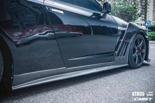 Nissan GTR Nismo T-Spec Black Edition Track Eidtion Premium Pure 2008-2024 with Aftermarket Parts - Stage 2 Style Side Skirts Carbon Fiber / FRP from CMST Tuning