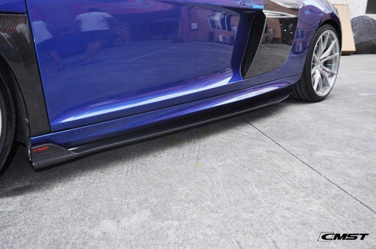 Audi R8 Gen 1 V8 V10 2006 2007 2008 2009 2010 2011 2012 2013 2014 2015 with Aftermarket Parts - Side Skirts Carbon Fiber from CMST Tuning