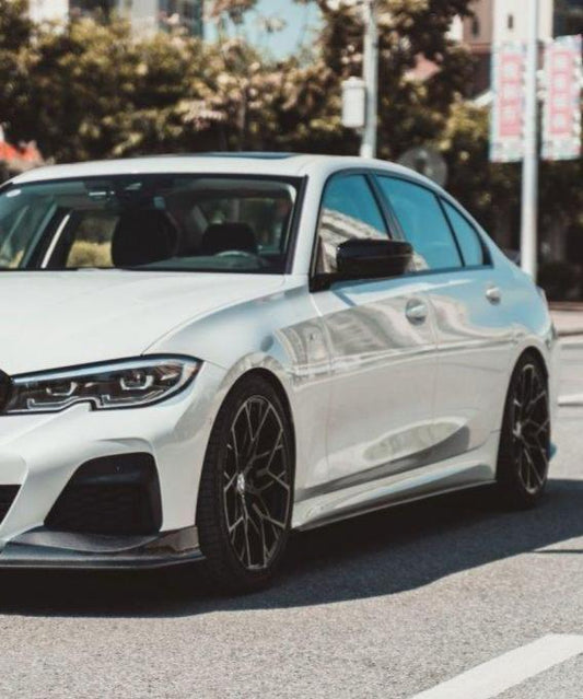 BMW 3 Series 330i M340i G20 G21 Pre-LCI 2020 2021 2022 (fitment for 330i requires M-Sport package bumper) with Aftermarket Parts - Side Skirts Carbon Fiber / FRP from CMST Tuning