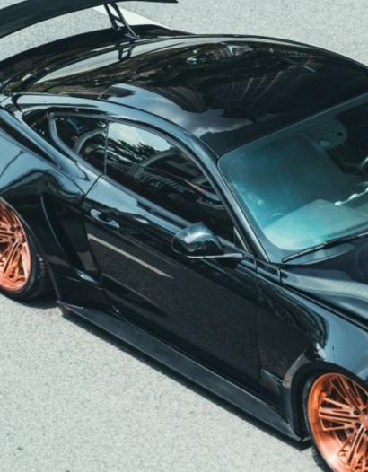 Ford Mustang GT 5.0 Mach1 Bullitt Ecoboost 2.3 S550.2 2018-2023 (Designed to be compatible with CMST S550.2 widebody kit. Goes over OEM rocker panel.) with Aftermarket Parts - Widebody Style Side Skirts Carbon Fiber / FRP from CMST Tuning
