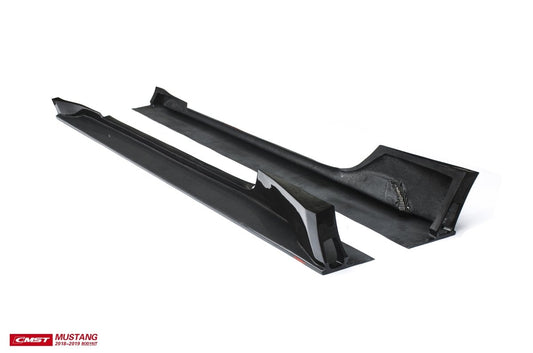 Ford Mustang GT 5.0 Mach1 Bullitt Ecoboost 2.3 S550.2 2018-2023 (Designed to be compatible with CMST S550.2 widebody kit. Goes over OEM rocker panel.) with Aftermarket Parts - Widebody Style Side Skirts Carbon Fiber / FRP from CMST Tuning