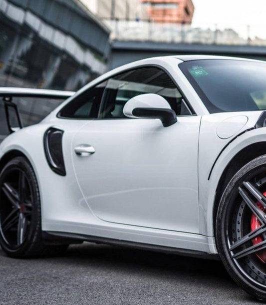 Porsche 991 991.1 911 Carerra Base/S/T 2012-2016 & 991 991.2 911 Carerra Base/S/T 2017 2018 2019 (fitment only suitable for if OEM plastic side skirts are present) with Aftermarket Parts - GT2RS Style Side Skirts Carbon Fiber / FRP from CMST Tuning