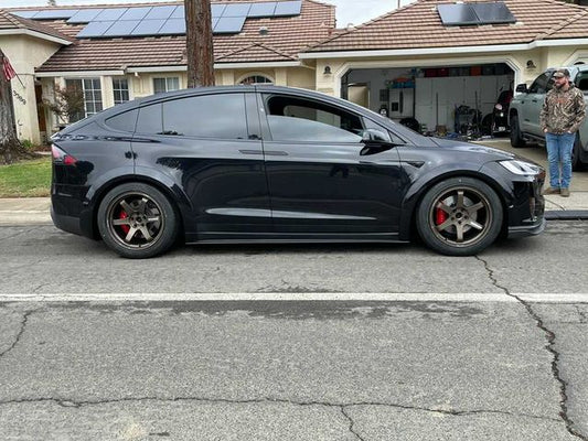 Tesla Model X P100D 100D 90D 75D 60D Performance Long Range Base 2016-2021 with Aftermarket Parts - Side Skirts Carbon Fiber / FRP from CMST Tuning