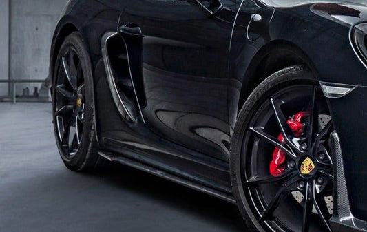 Porsche 718 718 Cayman Boxster Base S T GTS GT4 Spyder 2017-ON with Aftermarket Parts - V1 Style Side Skirts Carbon Fiber / FRP from CMST Tuning