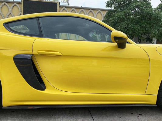Porsche 718 718 Cayman Boxster Base S T GTS GT4 Spyder 2017-ON with Aftermarket Parts - V1 Style Side Skirts Carbon Fiber / FRP from CMST Tuning