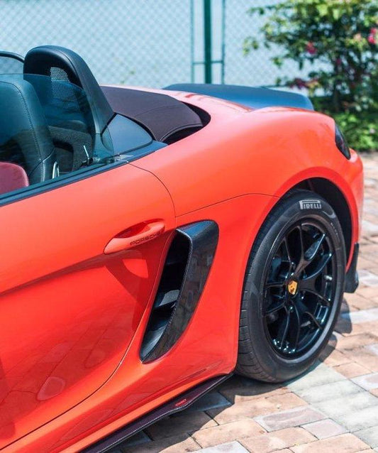 Porsche 718 Cayman Boxster Base S T GTS GT4 Spyder 2017-ON with Aftermarket Parts - Side Vents Carbon Fiber / FRP from CMST Tuning