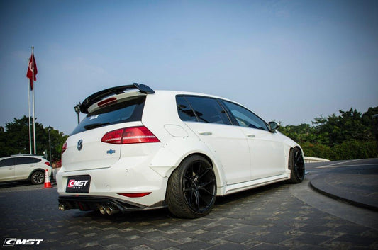 Volkswagen Golf Base MK7 MK7.5 2015-2021 with Aftermarket Parts - Rear Roof Spoiler Carbon Fiber / FRP from CMST Tuning