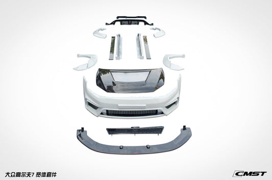 Volkswagen Golf Base MK7 MK7.5 2015-2021 with Aftermarket Parts - Rear Roof Spoiler Carbon Fiber / FRP from CMST Tuning