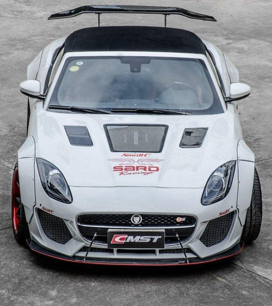 Jaguar F-Type SVR R S Base 2014-2020 with Aftermarket Parts - Tempered Clearview Glass Hood Bonnet Carbon Fiber / FRP from CMST Tuning