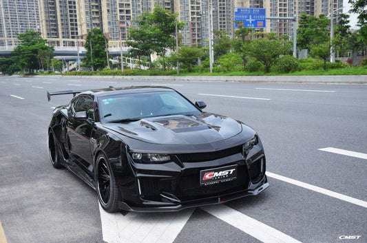 Camaro 6th Gen Z/28 2SS 1SS 3LT 2LT 1LT 2LS 1LS 2015-2024 & Camaro 6th Gen ZL1 2017-2024 with Aftermarket Parts - V2 Tempered Glass Clearview Style Hood Bonnet Carbon Fiber / FRP from CMST Tuning