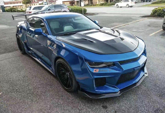 Camaro 6th Gen Z/28 2SS 1SS 3LT 2LT 1LT 2LS 1LS 2015-2024 & Camaro 6th Gen ZL1 2017-2024 with Aftermarket Parts - V2 Tempered Glass Clearview Style Hood Bonnet Carbon Fiber / FRP from CMST Tuning