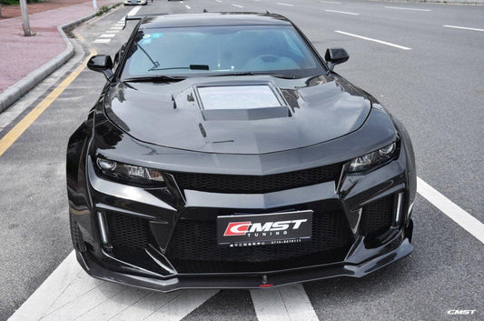 Camaro 6th Gen Z/28 2SS 1SS 3LT 2LT 1LT 2LS 1LS 2015-2024 & Camaro 6th Gen ZL1 2017-2024 with Aftermarket Parts - V2 Tempered Glass Clearview Style Hood Bonnet Carbon Fiber / FRP from CMST Tuning