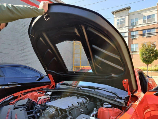 Camaro 6th Gen Z/28 2SS 1SS 3LT 2LT 1LT 2LS 1LS 2015-2024 & Camaro 6th Gen ZL1 2017-2024 with Aftermarket Parts - V2 Tempered Glass Clearview Style Hood Bonnet Carbon Fiber / FRP from CMST Tuning
