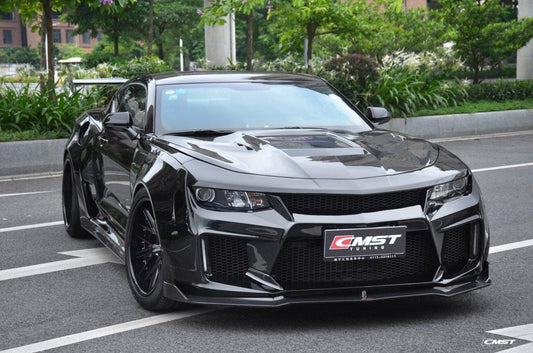 Camaro 6th Gen Z/28 2SS 1SS 3LT 2LT 1LT 2LS 1LS 2015-2024 & Camaro 6th Gen ZL1 2017-2024 with Aftermarket Parts - V2 Tempered Glass Clearview Style Hood Bonnet Carbon Fiber / FRP from CMST Tuning
