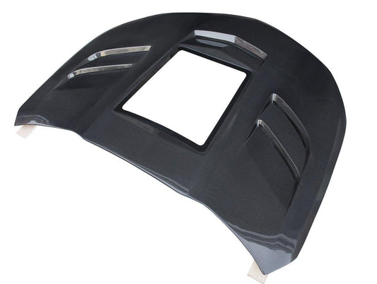 Camaro 6th Gen Z/28 2SS 1SS 3LT 2LT 1LT 2LS 1LS 2015-2024 & Camaro 6th Gen ZL1 2017-2024 with Aftermarket Parts - V2 Tempered Glass Clearview Style Hood Bonnet Carbon Fiber / FRP from CMST Tuning