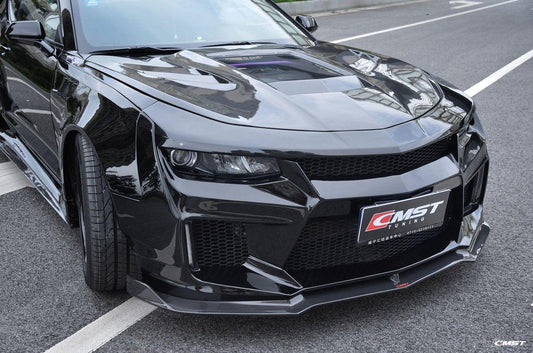 Camaro 6th Gen Z/28 2SS 1SS 3LT 2LT 1LT 2LS 1LS 2015-2024 & Camaro 6th Gen ZL1 2017-2024 with Aftermarket Parts - V2 Tempered Glass Clearview Style Hood Bonnet Carbon Fiber / FRP from CMST Tuning