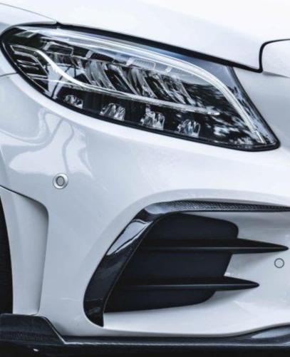 Mercedes Benz AMG C43 C300 W205 2019-2023 (C300 requires sports package front bumper) with Aftermarket Parts - Upper Valences Carbon Fiber / FRP from CMST Tuning