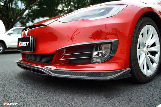 Tesla Model S 2nd Gen late 2016-early 2021 with Aftermarket Parts - Upper Valences Carbon Fiber / FRP from CMST Tuning