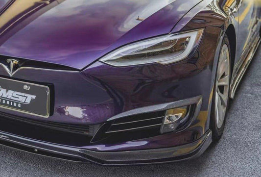 Tesla Model S 2nd Gen late 2016-early 2021 with Aftermarket Parts - Upper Valences Carbon Fiber / FRP from CMST Tuning