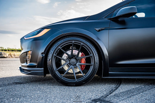 Tesla Model X P100D 100D 90D 75D 60D Performance Long Range Base 2016-2021 with Aftermarket Parts - Widebody Wheel Arches Carbon Fiber / FRP from CMST Tuning